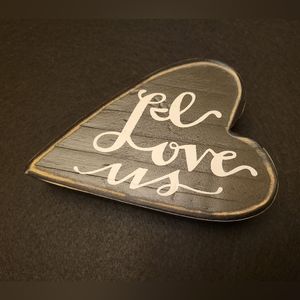 Black Wood Heart w/I Love Us, Shelf Art Home Decor
